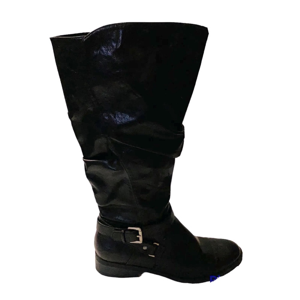 White Mountain WC Womens Layton Black Faux Leather Knee High Slouch Boots Sz 10M